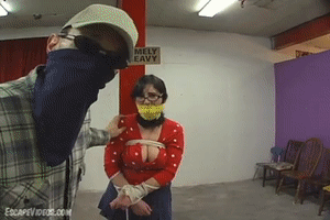 www.escapevideos.com - Charlotte Bound Gagged Fondled Hooded 2 thumbnail